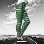 Leggings Chasseur Vert et blanc mince Horizontal rayé<br><div class="desc">Chasseur Vert et blanc mince Horizontal rayé | Design Vintage et élégant | Couleur tendance</div>