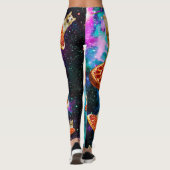 Leggings Chat à pizza de l'espace amusant (Dos)
