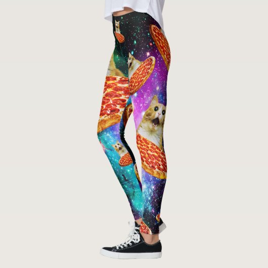 Leggings Chat à pizza de l'espace amusant (Gauche)