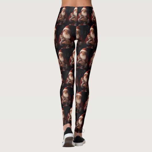 Leggings Chat abyssinien avec Noël Festif du Père Noël (Dos)