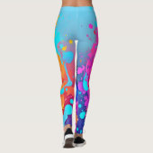 Leggings Chat au Néon Bleu en Splatter (Dos)
