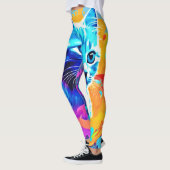 Leggings Chat au Néon Bleu en Splatter (Gauche)