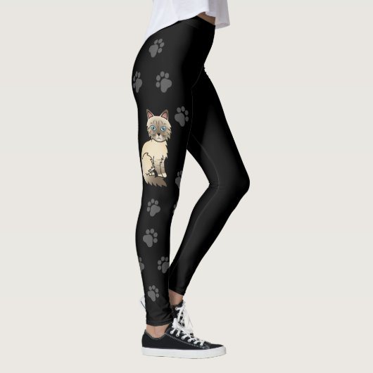 Leggings Chat Birman / Ragdoll au point chocolat tabby & Pa (Droite)