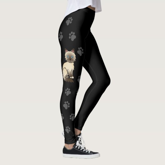 Leggings Chat Birman / Ragdoll pointe chocolat & empreintes (Droite)