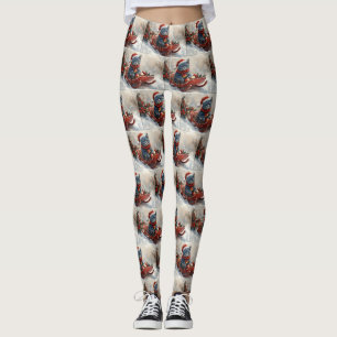 Leggings Chat bleu oriental en traîneau Laissez tomber la n