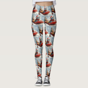 Leggings Chat bleu russe dans un traîneau Laissez tomber la