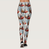 Leggings Chat bleu russe en sangle laissez-le neiger Noël (Dos)