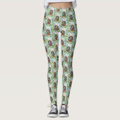 Leggings Chat cadeau de Noël Green Funny (Devant)
