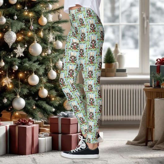 Leggings Chat cadeau de Noël Green Funny