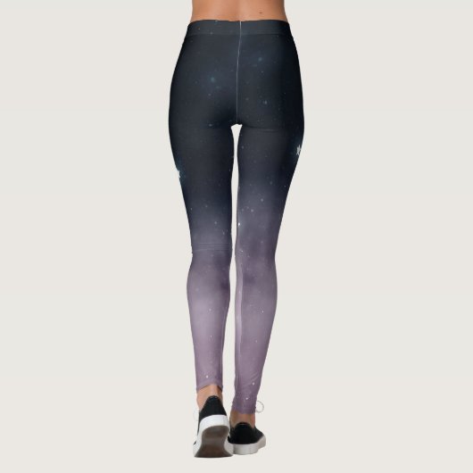 Leggings Chat caricature mignon sur la lune (Dos)