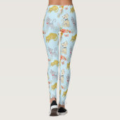 Leggings Chat Cartoon Cute Et Fleurs Motif (Dos)