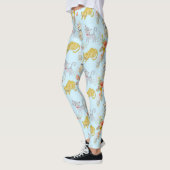 Leggings Chat Cartoon Cute Et Fleurs Motif (Gauche)