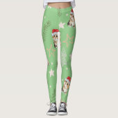 Leggings Chat chaton chaton couleur vert Père Noël Joyeux N (Devant)