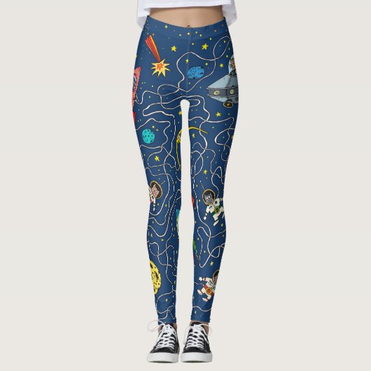 Leggings Chat cosmos cosmonaute fusée (Devant)