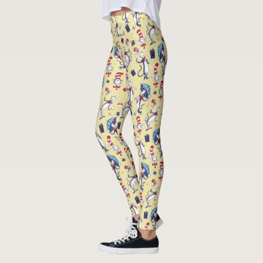 Leggings Chat dans le Chapeau | Motif Jaune (Gauche)