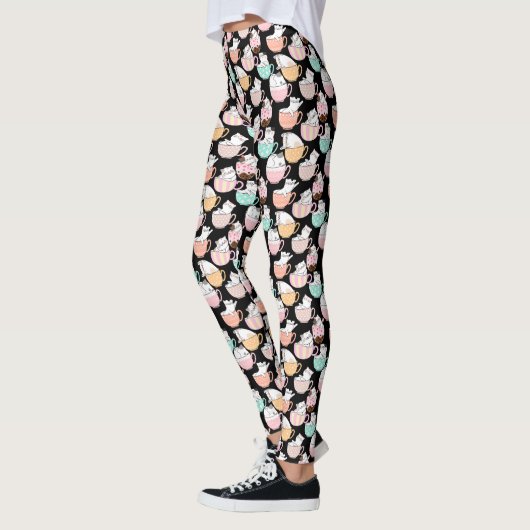 Leggings Chat dans une tasse Design motif 01 w (Gauche)