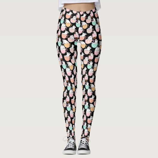 Leggings Chat dans une tasse Design motif 01 w (Devant)