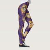 Leggings Chat de Kitty à damas Floral Orné - Royal Purple (Droite)