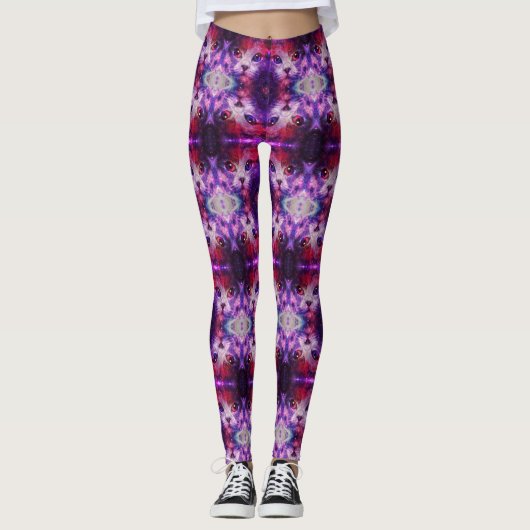 Leggings Chat de la galaxie violette (Devant)