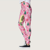 Leggings Chat de Noël rose (Gauche)