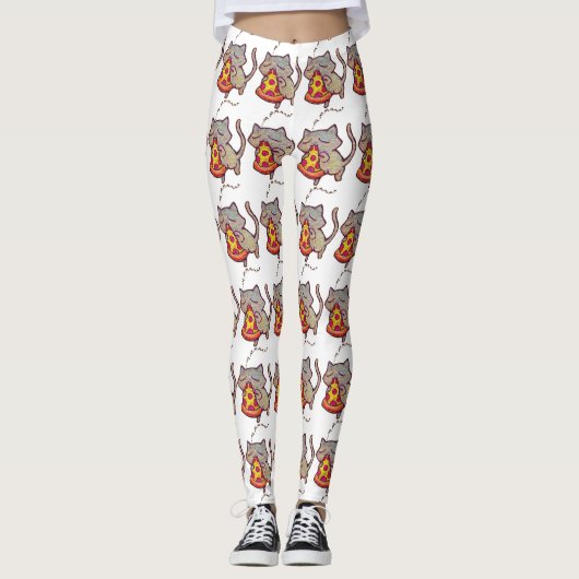 Leggings Chat de pizza ! Guêtres (Devant)
