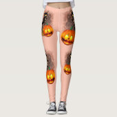 Leggings Chat effrayé par Citrouille Fun Halloween caractèr (Devant)
