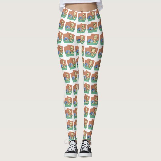 Leggings Chat et cuvette de poisson (Devant)