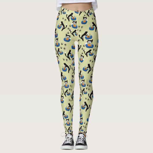 Leggings Chat et une jambe de pêcheur (Devant)