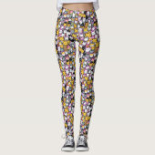 Leggings Chat face doodé motif animaux chattes monogramme a (Devant)