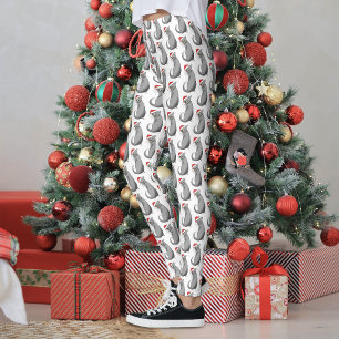 Leggings Chat Gris Drôle Grognon Noël Humour Fêtes