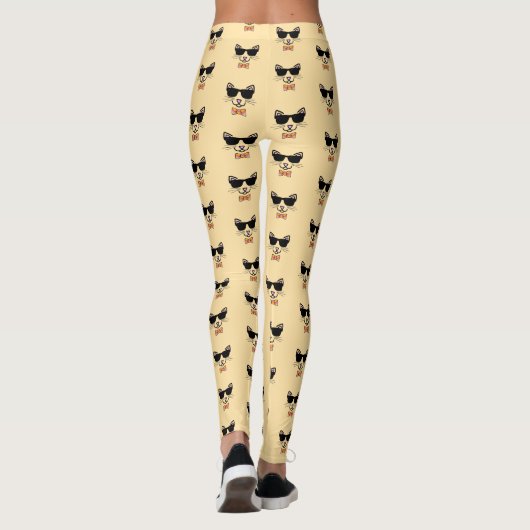 Leggings Chat Hipster avec lunettes de soleil (Dos)