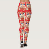 Leggings Chat mangeant de la pizza couleur (Dos)