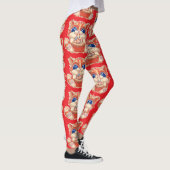 Leggings Chat mangeant de la pizza couleur (Droite)