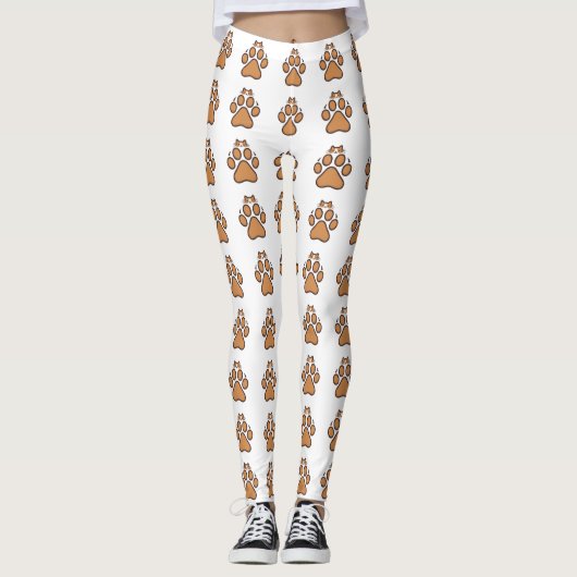 Leggings Chat mignon se cachant dans une empreinte de patte (Devant)