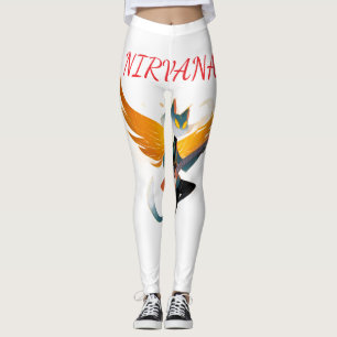 Leggings Chat Nirvana avec guitare et ailes – Le blanc femm
