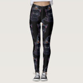Leggings Chat noir d'Halloween blanc mignon (Devant)