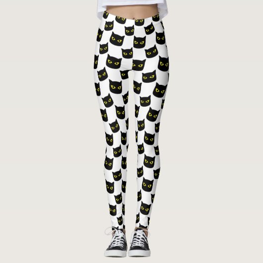 Leggings Chat noir et blanc motif d'Halloween (Devant)