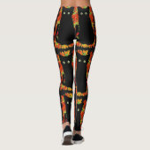 Leggings Chat noir, Feuilles d'automne motif, Halloween amu (Dos)