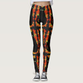Leggings Chat noir, Feuilles d'automne motif, Halloween amu (Devant)