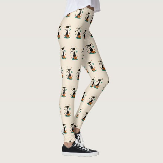 Leggings Chat noir Halloween du milieu du siècle (Droite)