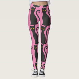 LEGGINGS CHAT NOIR & PINK YOGA PANTS