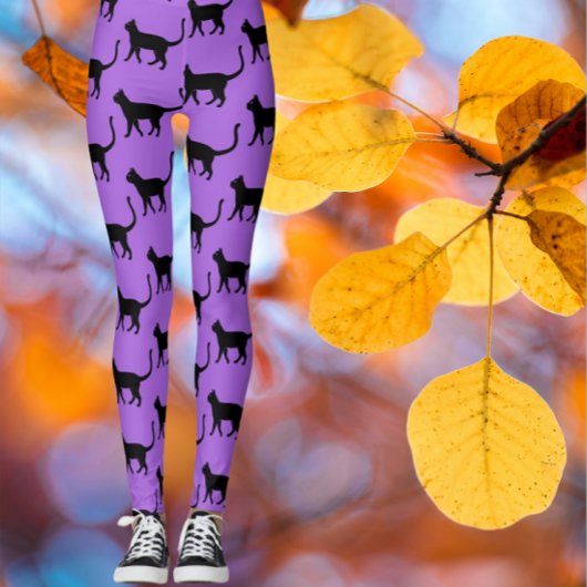 Leggings Chat noir pourpre Haze Crazy Chat