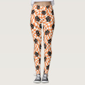 Leggings Chat noir rétro Motif chèque orange (Devant)