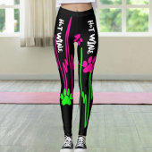 Leggings Chat Paw Heart Line Lime Rose Blanc Blanc Noir Ani
