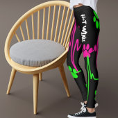 Leggings Chat Paw Heart Line Lime Rose Blanc Blanc Noir Ani