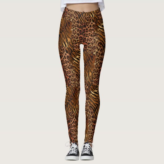 Leggings Chat rayé à pois tendance peau de tigre léopard (Devant)