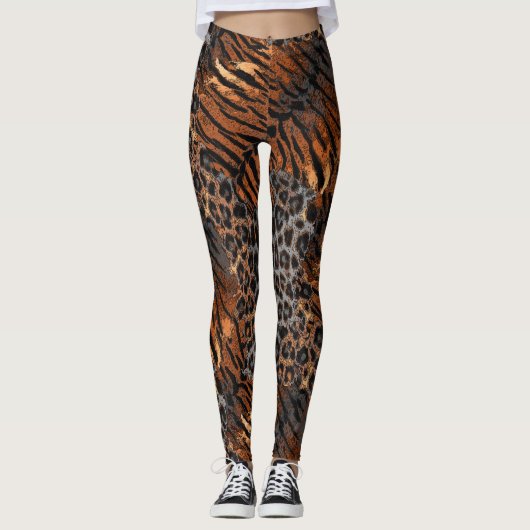 Leggings Chat rayé à pois tendance peau de tigre léopard (Devant)