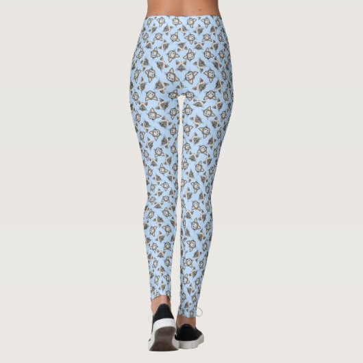 Leggings Chat Siamese Blue Eyed face Motif d'art graphique (Dos)