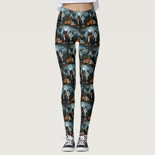 Leggings Chat Smoking Halloween Effrayant (Devant)