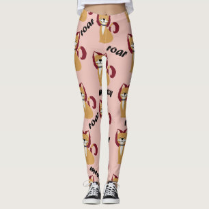 Leggings Chat Tigre sur fond pêche